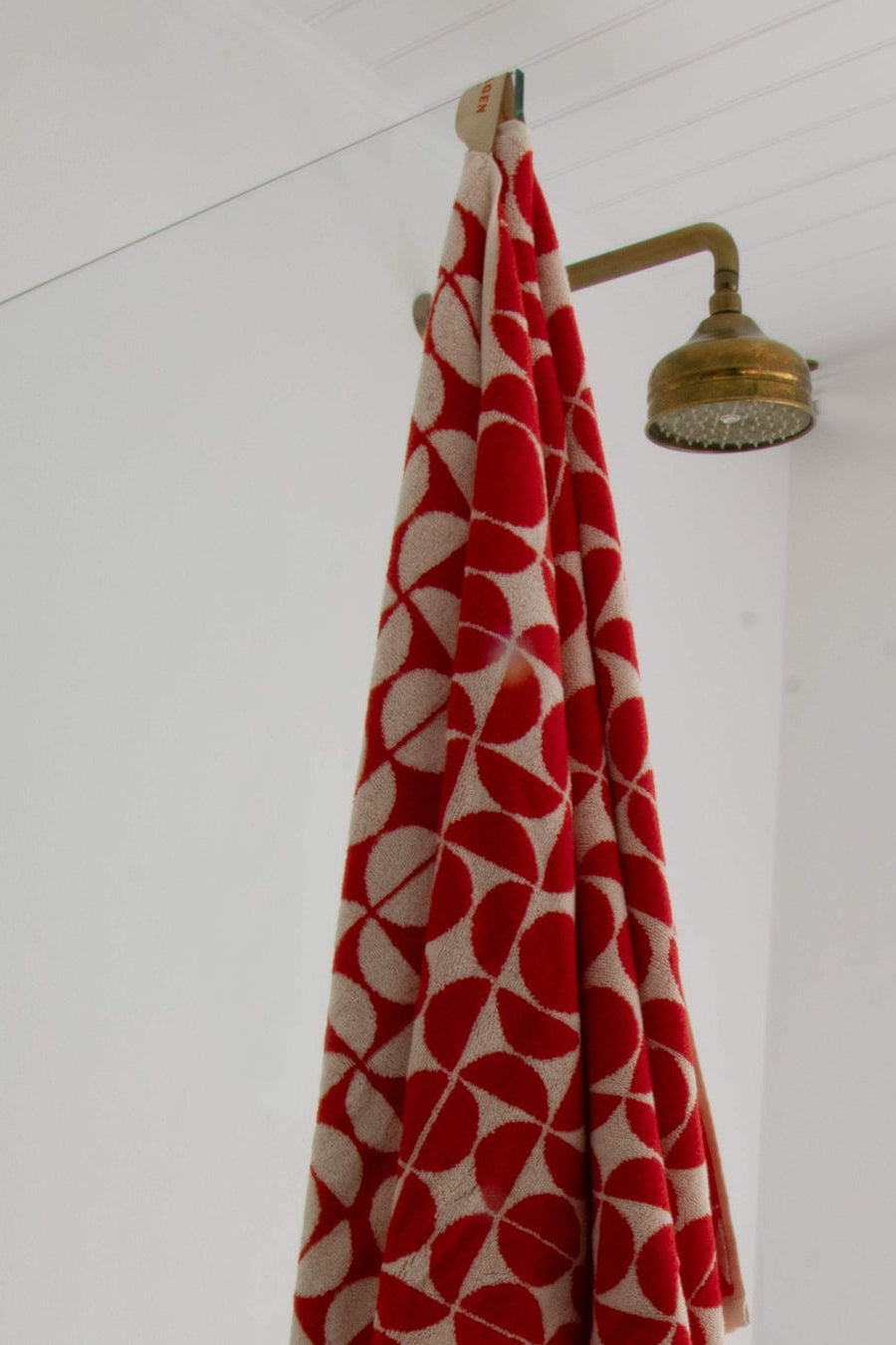 Geo håndklæde, Orange/Cream - 70x140 cm